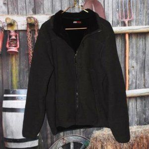 32 Degrees Heat Men's Fleece Coat Jacket Cardigan L Warm Brown Sherpa Zipper